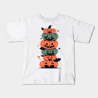 Cute Cozy Pumpkins T-Shirt, Whimsical Pumpkin Faces Top, Adorable Pumpkin Patch Tee, Halloween Farmer Apparel Kids T-Shirt